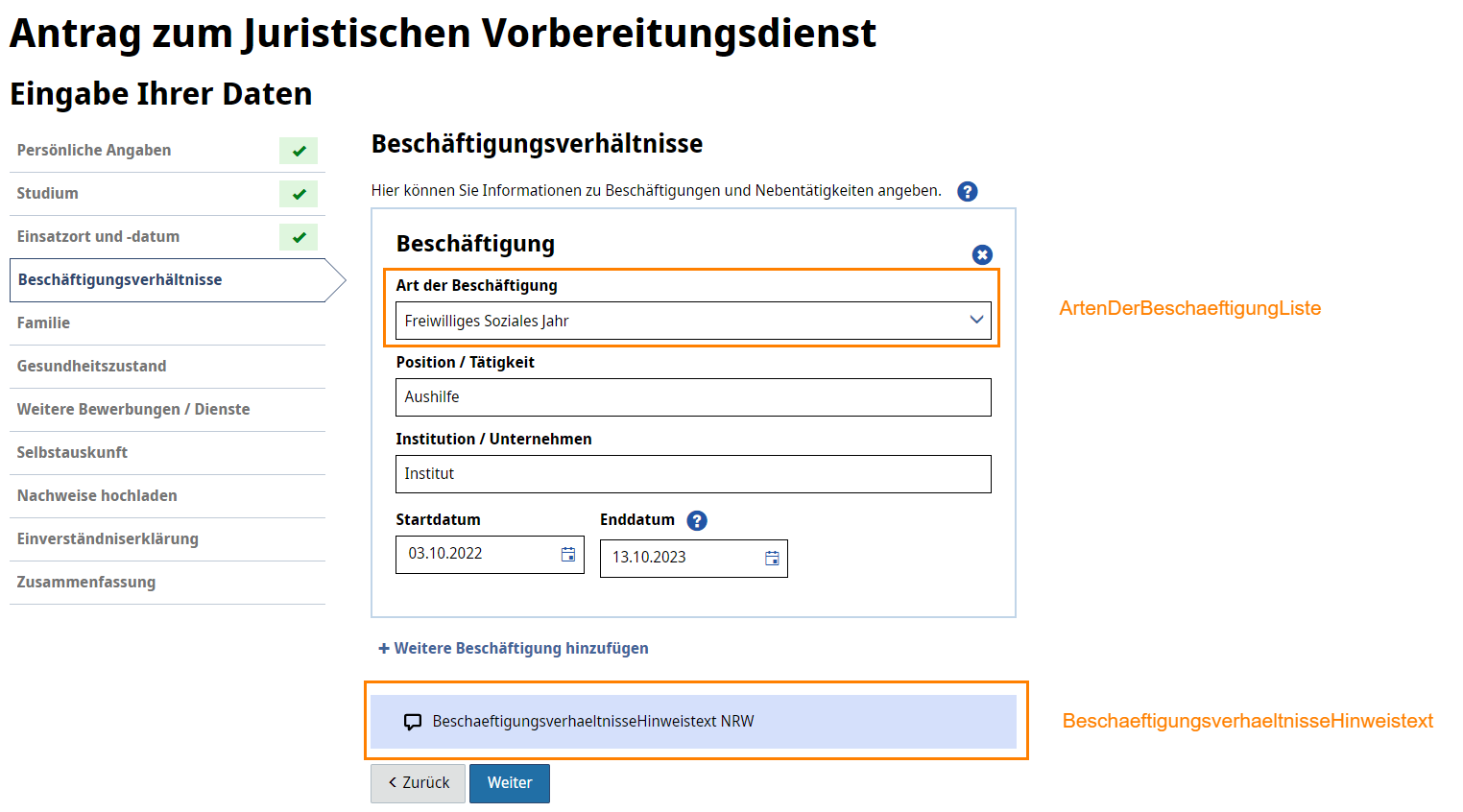 Beschaeftigungsverhaeltnisse