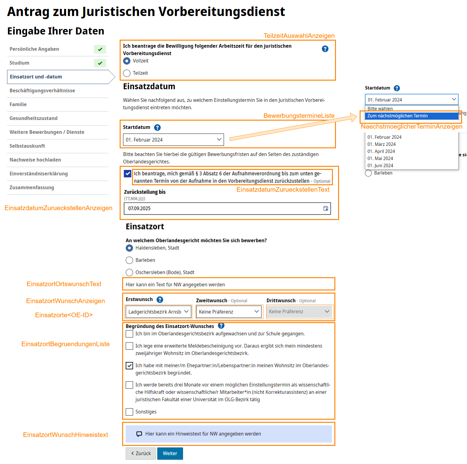 Einsatzort und Einsatzdatum