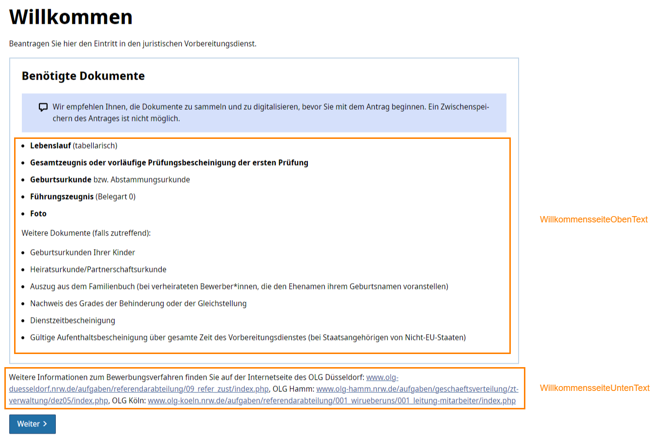 Willkommensseite