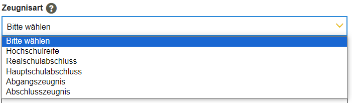 template elements Auswahlliste